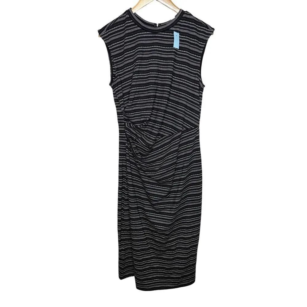 NWT LOFT Black Knee length Shirred Dress Size 12 Petite